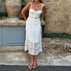 Reformation Wynton White Ivory Midi Dress